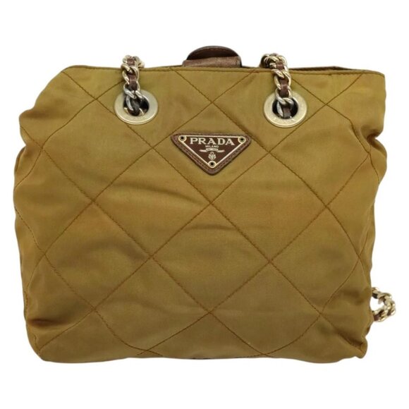 PRADA Chain Shoulder Bag Nylon Brown Silver Auth - Picture 2 of 16
